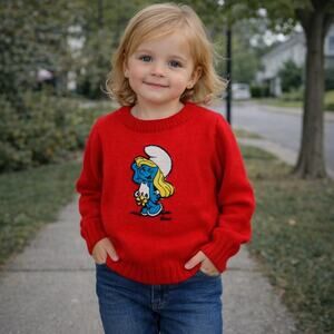 Vintage Red Smurfette Pelican Feathers Sweater 12/ 24 months
